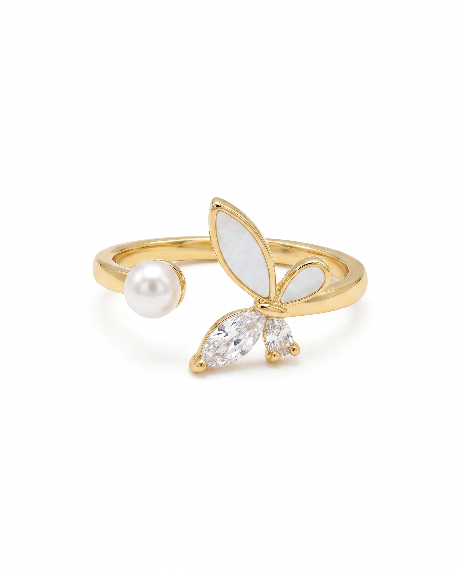 Butterfly Pearl Open Ring